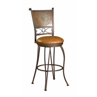 Bronze With Muted Copper Stamped Back Bar Stool, 30 inch Seat Height