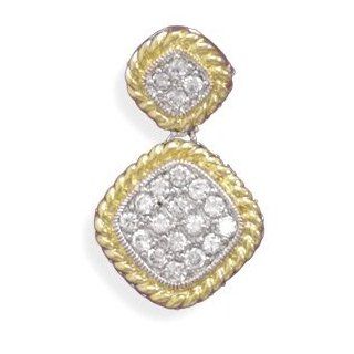 Two Tone Diamond Shape CZ Slide Jewelry