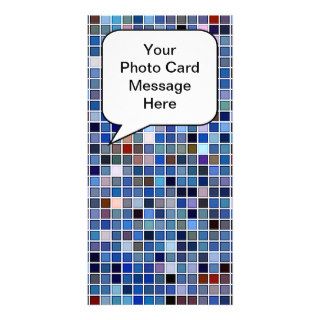 Funky Blue 'Bathroom Tiles' Pattern Customized Photo Card