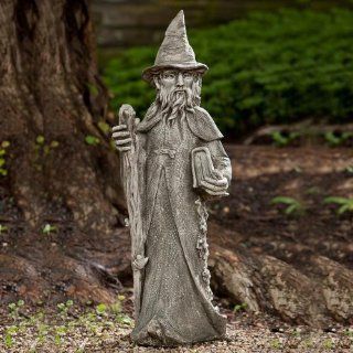 Campania International Merlin The Wizard Cast Stone Garden Statue   S 401 AL  Outdoor Statues  Patio, Lawn & Garden