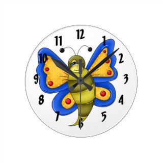 Yellow & Blue Butterfly Wall Clocks