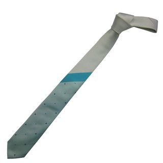 Dmitry Mens Pearl White With Turquoise Italian Silk Patterned Skinny Tie