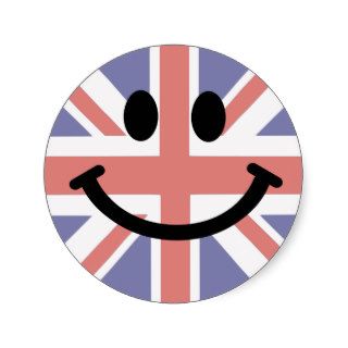 British Flag Smiley face Stickers