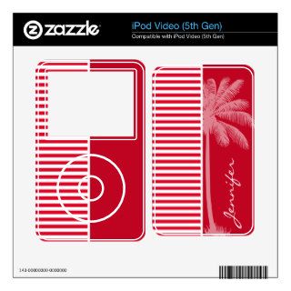 Cadmium Red Stripes; Striped; Palm iPod Video Decal