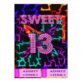 13th Sweet 13 Birthday Party Mixed Animal Print Invites