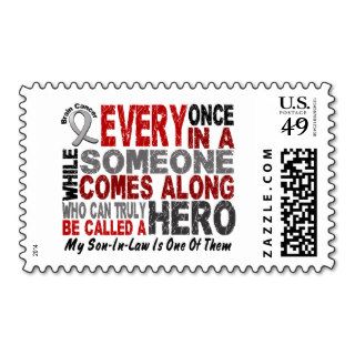 HERO COMES ALONG 1 Son In Law BRAIN CANCER Tees Stamp