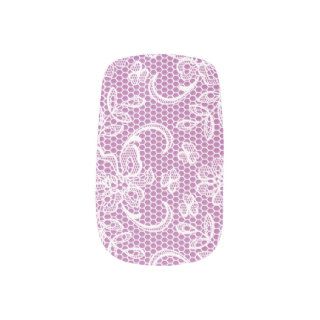 Purple, white lace custom modern nails sticker