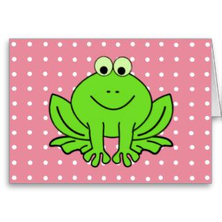 Pink and Green Frog Greeting Card