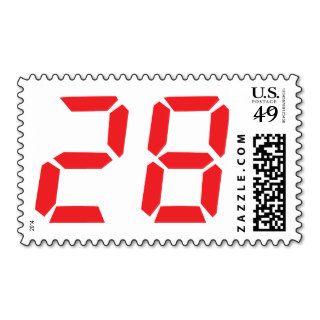 28 twenty eight red alarm clock digital number postage