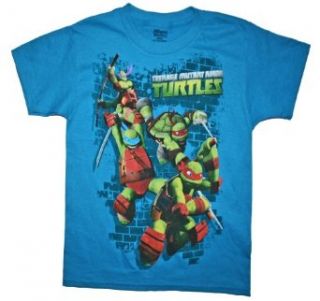 Teenage Mutant Ninja Turtles Boys T Shirt (10/12, Turquoise) Clothing