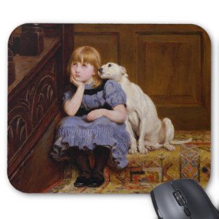 Young Girl & Dog   Sympathy by R. Briton Mouse Pads