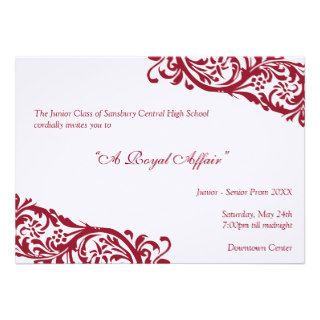 Royal red traditional  junior formals senior prom personalized invites