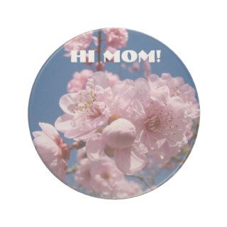Hi Mom gifts Pink Flower Blossoms drink Coasters