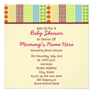 Girl Baby Shower Boho Dots Stuffed Bear Personalized Invitation