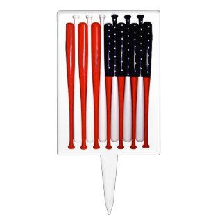 Patriotic Baseball American Stars Stripes Flag USA Cake Topper