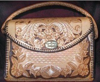Hand Made Hand Tooled Brown Leather Western Star Concho Handbag / Satchel / Purse   NEW 