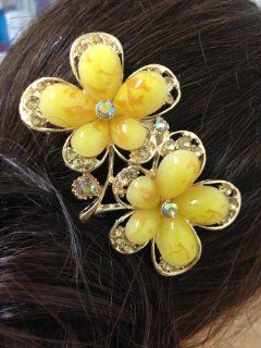 Topaz Flowers Faux Rhinestone and Gemstone Hair Comb  Decorative Hair Combs  Beauty
