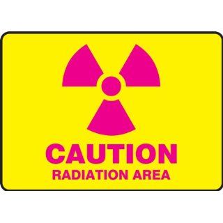 Accuform Signs MRAD501VP Plastic Safety Sign, Legend "CAUTION RADIATION AREA" with Graphic, 7" Length x 10" Width x 0.055" Thickness, Magenta on Yellow Industrial Warning Signs