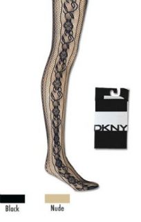 DKNY Hosiery Vertical Lace Tights (0B485) Med/Tall/Black