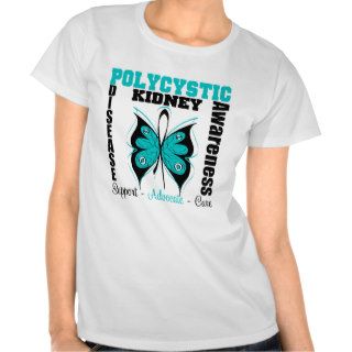 Polycystic Kidney Disease Awareness Butterfly Tee Shirt