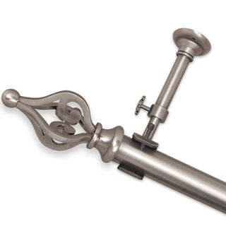 Optima Crown Nickel Adjustable Curtain Rods With Finials Curtain Hardware