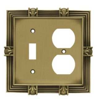 Liberty Pineapple 1 Toggle Switch and 1 Duplex Combination Wall Plate   Tumbled Antique Brass 64475
