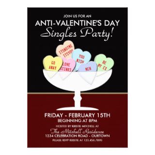 Candy Hearts Anti Valentines Day Party Announcements