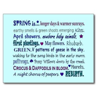 Spring Season. Word Art Collage Postcard