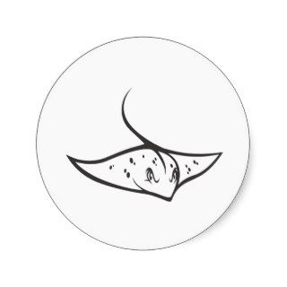 Serious Stingray Fish in Black and White Round Stickers