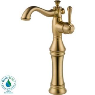 Delta Cassidy Single Hole 1 Handle High Arc Bathroom Vessel Faucet with Riser in Champagne Bronze 797LF CZ