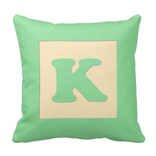 Baby building block throw pIllow letter K (green)