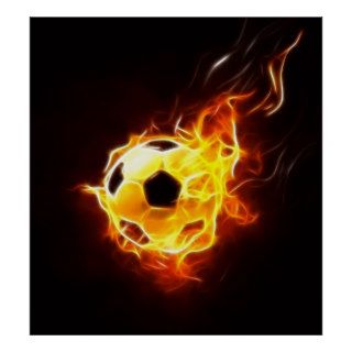 Soccer Ball in Flames Poster