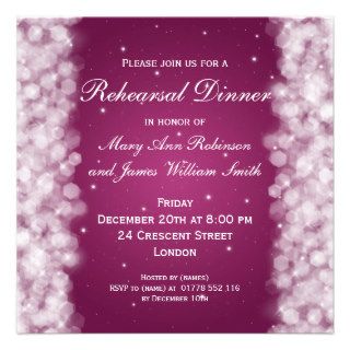 Wedding Rehearsal Dinner Party Sparkle Pink Berry Custom Invitation