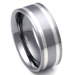 Tungsten Carbide Silver Inlay Wedding Band Ring Sz 5.0 SN#489 Jewelry
