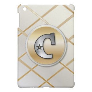 Monogrammed gold and silver effect letter C v3 iPad Mini Covers