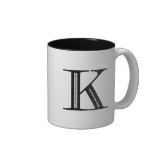 Damask Letter K   Black Coffee Mug