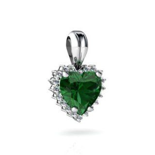 Lab Emerald 14kt White Gold timeless Pendant Jewels For Me Jewelry