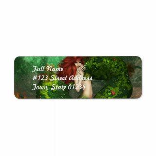 Red Haired Mermaid Mailing Labels