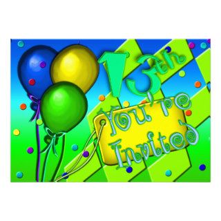 Balloons 13th Birthday Party Invitation