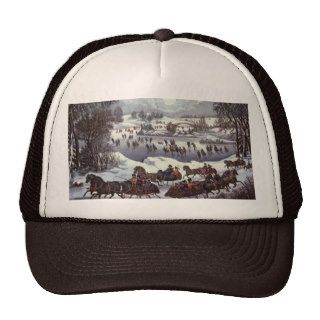 Vintage Christmas, Central Park in Winter Mesh Hats