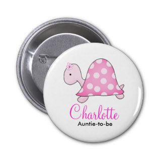 PINK TURTLE BABY SHOWER NAME TAG BUTTON