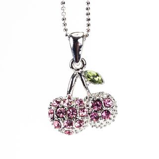 Rhodium Crystal 'Cherry' Pendant (Thailand) Necklaces