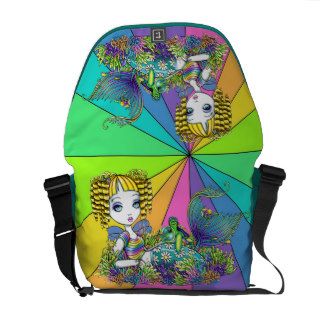 Sandy Rainbow Tropical Mermaid Messenger Bag