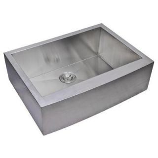 Water Creation Apron Front Zero Radius Stainless Steel 30x22x10 0 Hole Single Bowl Kitchen Sink in Satin Finish SS AS 3022A