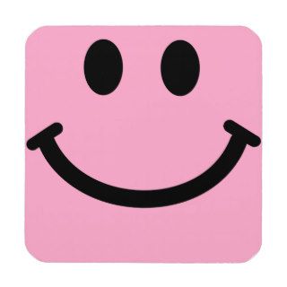 Pink Smiley Face Square Coaster