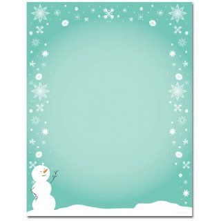 Silly Snowman & Snowflakes Border Christmas Holiday Laser & Inkjet Computer Printer Paper 