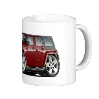 Jeep Wrangler Maroon Car Coffee Mugs