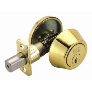 Design House Single Cylinder Polished Brass Deadbolt with Universal 6 Way Latch 741363