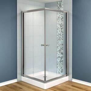 MAAX Centric 36 in. x 36 in. x 70 in. Frameless Corner Shower Door in Clear Glass and Nickel Finish 137562 900 105 000