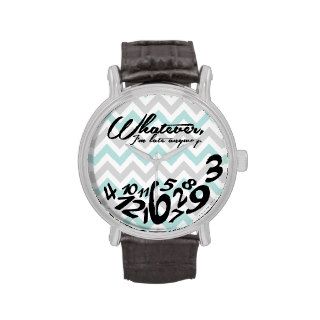 Whatever, I'm late anyway   blue and gray chevron Wrist Watches